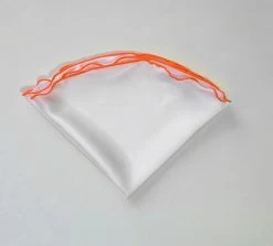 Antonio Ricci 2-in-1 Pouf Round Pocket Square - Bright Orange On White -Fashionable Costume AR PKS HR 176b 3 23288.1618949221