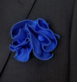 Antonio Ricci 2-in-1 Pouf Round Pocket Square - Royal Trim On Royal