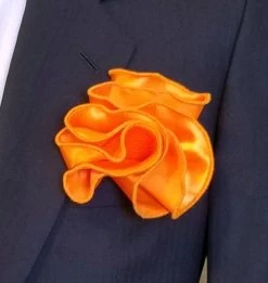 Antonio Ricci 2-in-1 Pouf Round Pocket Square - Orange