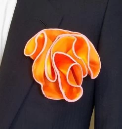 Antonio Ricci 2-in-1 Pouf Round Pocket Square - Pink On Orange