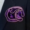 Antonio Ricci 2-in-1 Pouf Round Pocket Square - Pink On Dark Purple