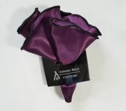 Antonio Ricci 2-in-1 Pouf Round Pocket Square - Black On Purple -Fashionable Costume AR PKS HR 207 6 61155.1597438884