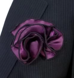 Antonio Ricci 2-in-1 Pouf Round Pocket Square - Black On Purple
