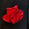 Antonio Ricci 2-in-1 Pouf Round Pocket Square - Black Trim On Red