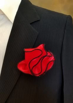 Antonio Ricci 2-in-1 Pouf Round Pocket Square - Black Trim On Red 7 Antonio Ricci 2-in-1 Pouf Round Pocket Square - Black Trim On Red -Fashionable Costume AR PKS HR 22 3 14071.1572554242