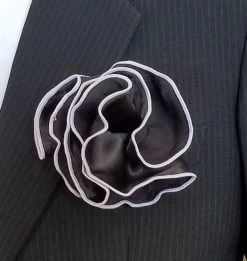 Antonio Ricci 2-in-1 Pouf Round Pocket Square - Silver On Black