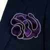Antonio Ricci 2-in-1 Pouf Round Pocket Square - Grey On Dark Purple