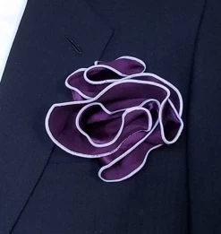 Antonio Ricci 2-in-1 Pouf Round Pocket Square -White On Dark Purple