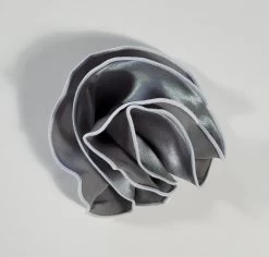 Antonio Ricci 2-in-1 Pouf Round Pocket Square - White On Platinum Grey 7 Antonio Ricci 2-in-1 Pouf Round Pocket Square - White On Platinum Grey -Fashionable Costume AR PKS HR 260b 31518.1594193641