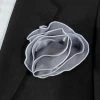 Antonio Ricci 2-in-1 Pouf Round Pocket Square - White On Platinum Grey