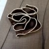 Antonio Ricci 2-in-1 Pouf Round Pocket Square - Ivory On Brown