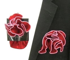 Antonio Ricci 2-in-1 Pouf Round Pocket Square - Pink On Red -Fashionable Costume AR PKS HR 292 2 22561.1565467495
