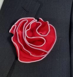 Antonio Ricci 2-in-1 Pouf Round Pocket Square - Pink On Red