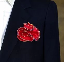 Antonio Ricci 2-in-1 Pouf Round Pocket Square - Multi-Color Trim On Red -Fashionable Costume AR PKS HR 293 1 56681.1592855450