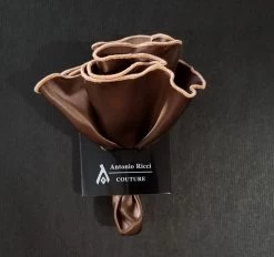 Antonio Ricci 2-in-1 Pouf Round Pocket Square - Peach On Brown -Fashionable Costume AR PKS HR 304 5 51485.1661973647