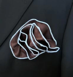 Antonio Ricci 2-in-1 Pouf Round Pocket Square - Baby Blue On Brown