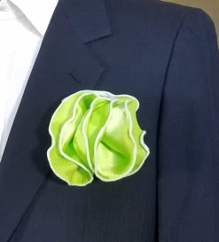 Antonio Ricci 2-in-1 Pouf Round Pocket Square - White On Bright Green -Fashionable Costume AR PKS HR 55 3 11507.1593062476