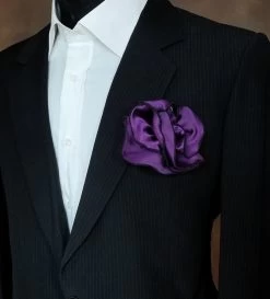 Antonio Ricci 2-in-1 Pouf Round Pocket Square - Black On Dark Purple -Fashionable Costume AR PKS HR 78 88573.1597439237