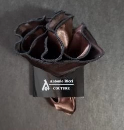 Antonio Ricci 2-in-1 Pouf Round Pocket Square - Black On Dark Brown 11 Antonio Ricci 2-in-1 Pouf Round Pocket Square - Black On Dark Brown -Fashionable Costume AR PKS HR 82 3 00597.1597700328