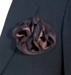 Antonio Ricci 2-in-1 Pouf Round Pocket Square - Black On Dark Brown