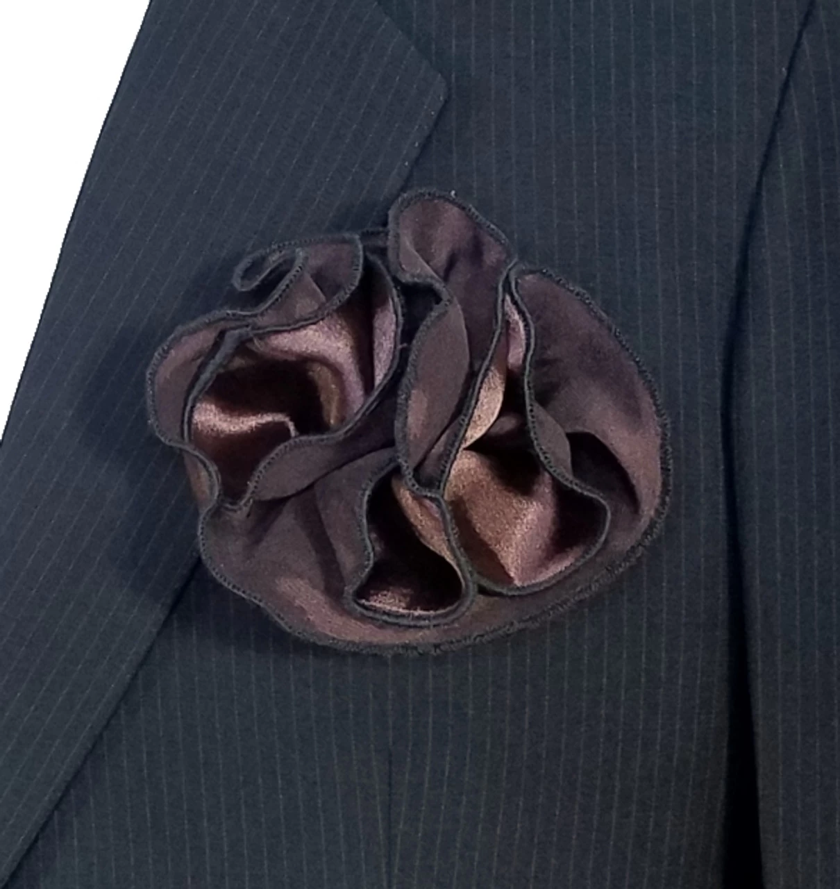 Antonio Ricci 2-in-1 Pouf Round Pocket Square - Black On Dark Brown 1 Antonio Ricci 2-in-1 Pouf Round Pocket Square - Black On Dark Brown