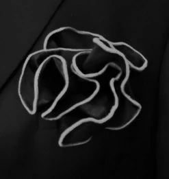 Antonio Ricci 2-in-1 Pouf Round Pocket Square - Grey On Black