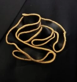 Antonio Ricci 2-in-1 Pouf Round Pocket Square - Dark Gold On Black