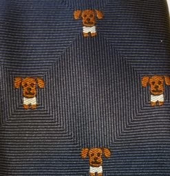 Brown Puppy Dog Theme Dark Blue Skinny Tie -Fashionable Costume AT D043 3 15177.1621455997