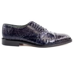 Belvedere 100% Genuine Ostrich Quill & Crocodile Cap-Toe Dress Tie Shoe -Fashionable Costume BEL 1419 NV 53654.1520975203