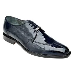 Belvedere 100% Genuine Ostrich Leg Dress Tie Shoe - Navy