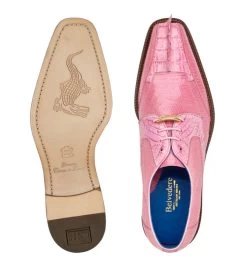 Belvedere Genuine Caiman Crocodile And Lizard Pink Dress Tie Shoe -Fashionable Costume BEL 1480 3 36200.1667685227