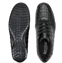 Belvedere Genuine Caiman Crocodile Sneakers - Black -Fashionable Costume BEL 33616 B 3 03885.1667682149
