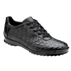 Belvedere Genuine Caiman Crocodile Sneakers - Black