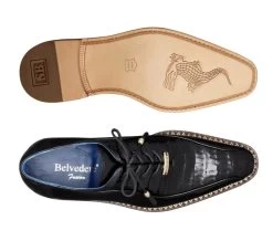 Belvedere Genuine Caiman Croc And Italian Calf Dress Shoe - Black -Fashionable Costume BEL B04 B 3 34507.1667669112