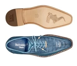 Belvedere Genuine Caiman Croc And Italian Calf Dress Shoe - Blue -Fashionable Costume BEL B04 BL 3 33906.1667668847