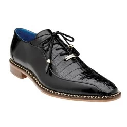 Belvedere Genuine Caiman Croc And Italian Calf Dress Shoe - Black
