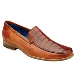 Belvedere Genuine Caiman Crocodile And Italian Calf Loafer - Brandy