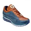Belvedere Genuine Ostrich And Soft Italian Calf Sneakers -Blue & Tan