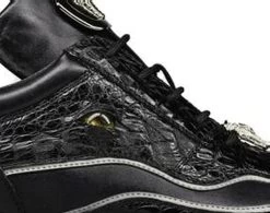 Belvedere Genuine Hornback Crocodile And Italian Calf Sneakers - Black -Fashionable Costume BEL E04 B 4 29367.1620318762
