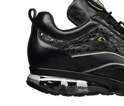 Belvedere Genuine Hornback Crocodile And Italian Calf Sneakers - Black -Fashionable Costume BEL E04 B 5 60308.1620318762