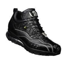 Belvedere Genuine Hornback Crocodile And Italian Calf Sneakers - Black