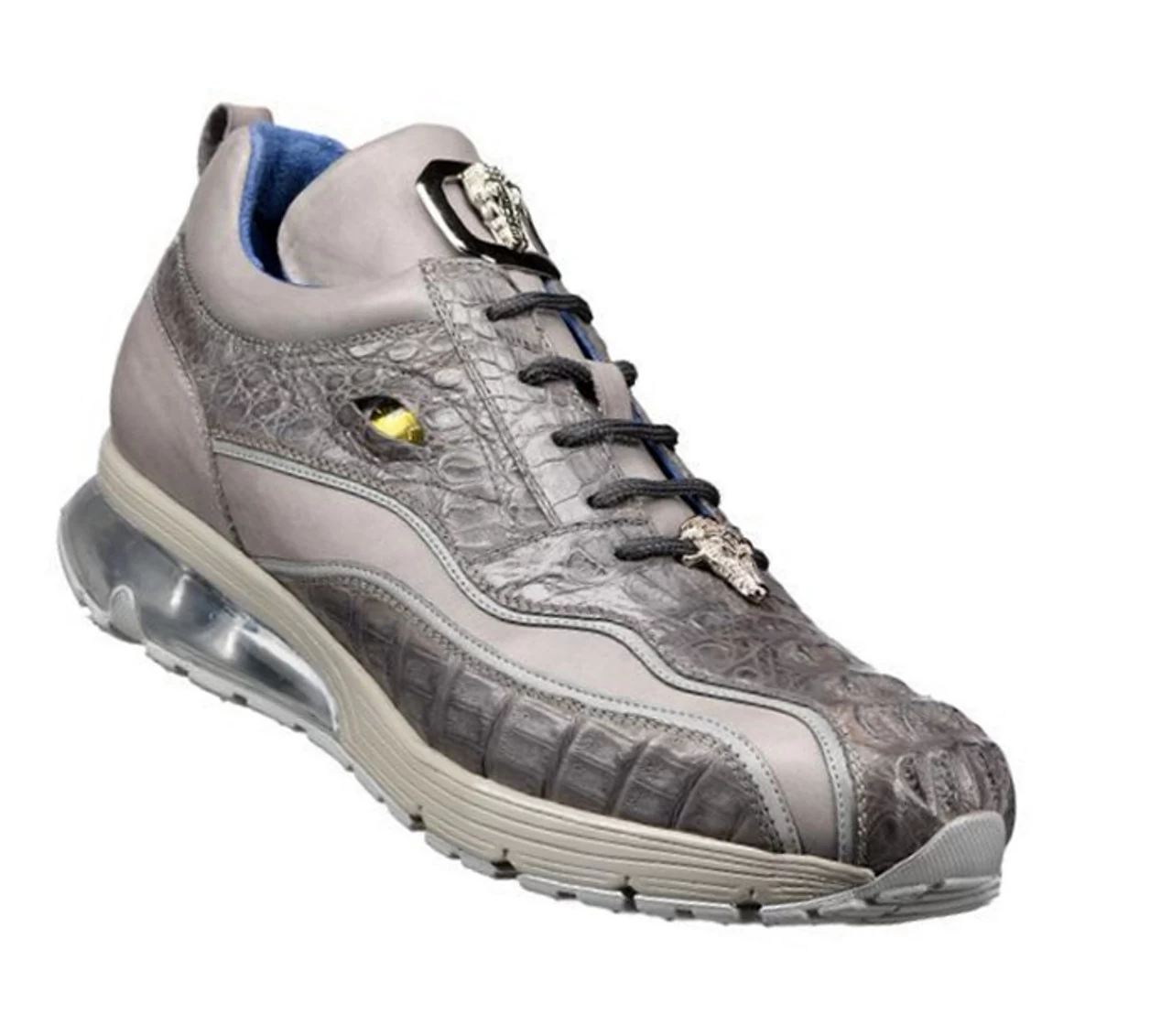 Belvedere Genuine Hornback Crocodile And Italian Calf Sneakers - Grey 1 Belvedere Genuine Hornback Crocodile And Italian Calf Sneakers - Grey