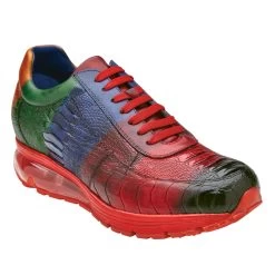 Belvedere Genuine Ostrich Leg Sneaker - Multi-Color Hand Painted