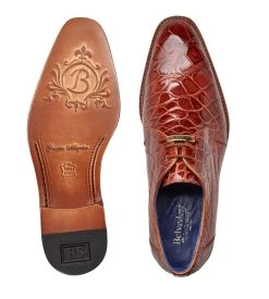 Belvedere Genuine Alligator Brandy Dress Tie Shoe -Fashionable Costume BEL N01 BRN 3 39550.1667847146