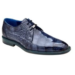 Belvedere Genuine Alligator Blue Dress Tie Shoe