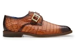 Belvedere Genuine Caiman Crocodile Monk Strap Dress Shoe - Brandy Tone -Fashionable Costume BEL N05 BRN 2 68968.1667792516