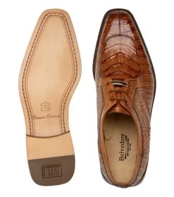 Belvedere Brandy 100% Genuine Crocodile Classic Dress Tie Shoe -Fashionable Costume BEL P32 BRD 3 72179.1667594628