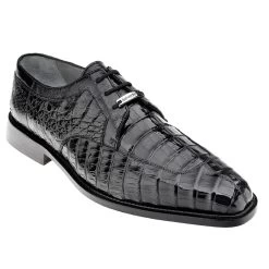 Belvedere Black 100% Genuine Crocodile Classic Dress Tie Shoe