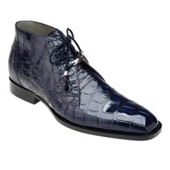Belvedere Genuine Alligator Lace Half Boots - Navy