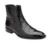Belvedere Genuine Alligator Side Zip Ankle Boots - Black